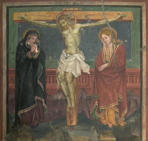 Crocifissione di Cristo con la Madonna, santa Maria Maddalena e san Giovanni Evangelista - Pinacoteca Repossi, Chiari, Brescia